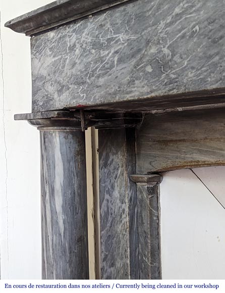 Directoire style mantel with detached columns in Turquin marble Directoire style mantel with detached columns in Turquin marble-3