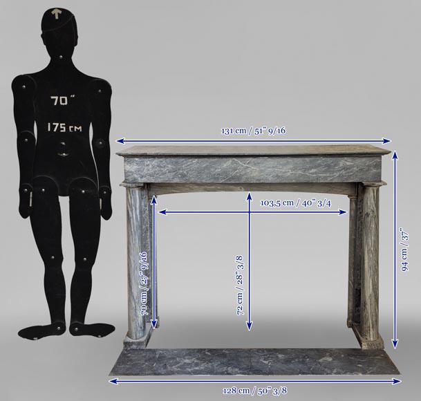 Directoire style mantel with detached columns in Turquin marble Directoire style mantel with detached columns in Turquin marble-11