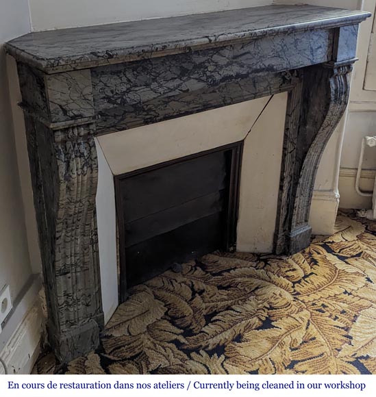 Cheminée Napoléon III à pieds en console en marbre Bleu Fleury Cheminée Napoléon III à pieds en console en marbre Bleu Fleury-2