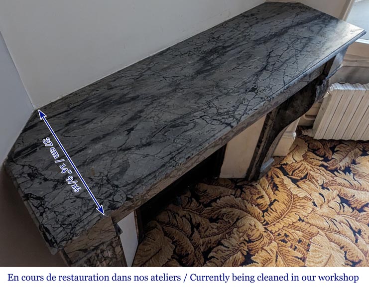 Cheminée Napoléon III à pieds en console en marbre Bleu Fleury Cheminée Napoléon III à pieds en console en marbre Bleu Fleury-8