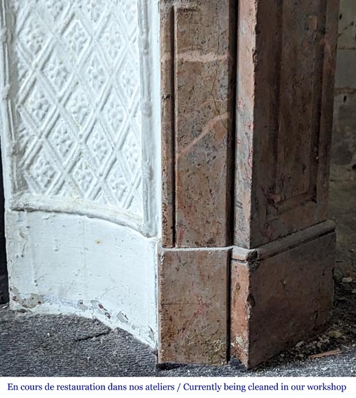 Louis XV style Pompadour mantel in Enjugerais marble Louis XV style Pompadour mantel in Enjugerais marble-6