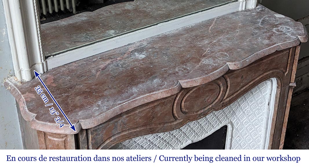 Louis XV style Pompadour mantel in Enjugerais marble Louis XV style Pompadour mantel in Enjugerais marble-7