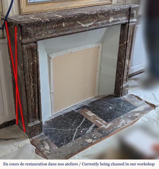Louis XVI period mantel in Rouge Royal marble Louis XVI period mantel in Rouge Royal marble-2