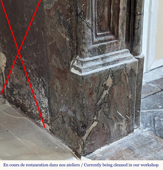 Louis XVI period mantel in Rouge Royal marble Louis XVI period mantel in Rouge Royal marble-4