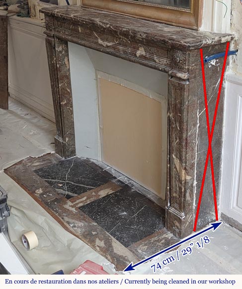 Louis XVI period mantel in Rouge Royal marble Louis XVI period mantel in Rouge Royal marble-5