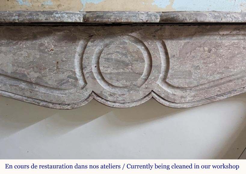 Louis XV style Pompadour mantel carved in Lunel marble Louis XV style Pompadour mantel carved in Lunel marble-1