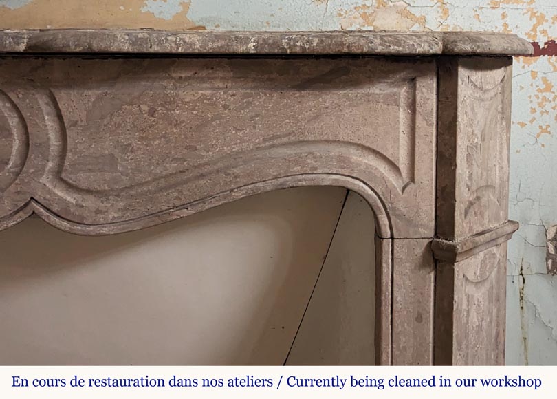 Louis XV style Pompadour mantel carved in Lunel marble Louis XV style Pompadour mantel carved in Lunel marble-3