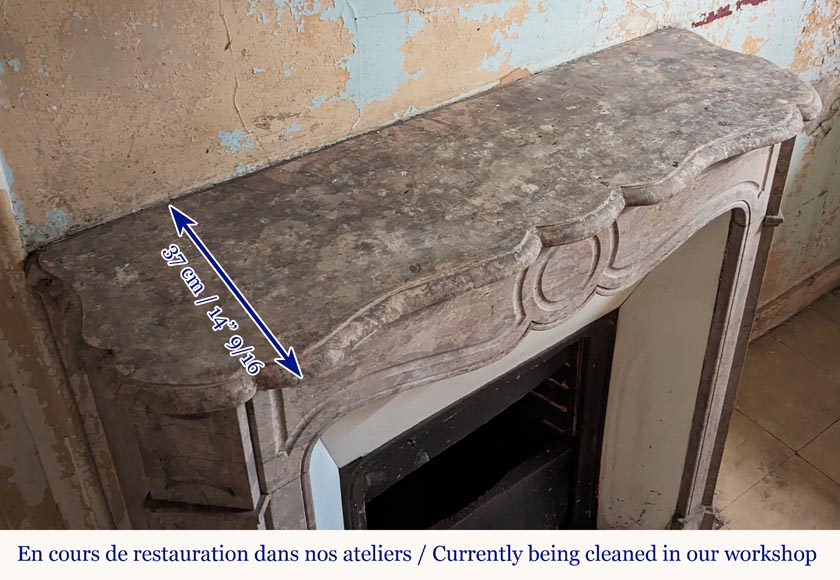 Louis XV style Pompadour mantel carved in Lunel marble Louis XV style Pompadour mantel carved in Lunel marble-6