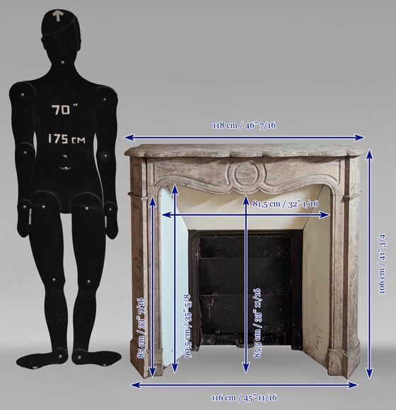 Louis XV style Pompadour mantel carved in Lunel marble Louis XV style Pompadour mantel carved in Lunel marble-7