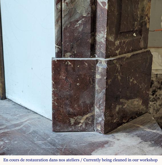 Pompadour mantel in the Louix XV style, carved in Northern red marble Pompadour mantel in the Louix XV style, carved in Northern red marble-7