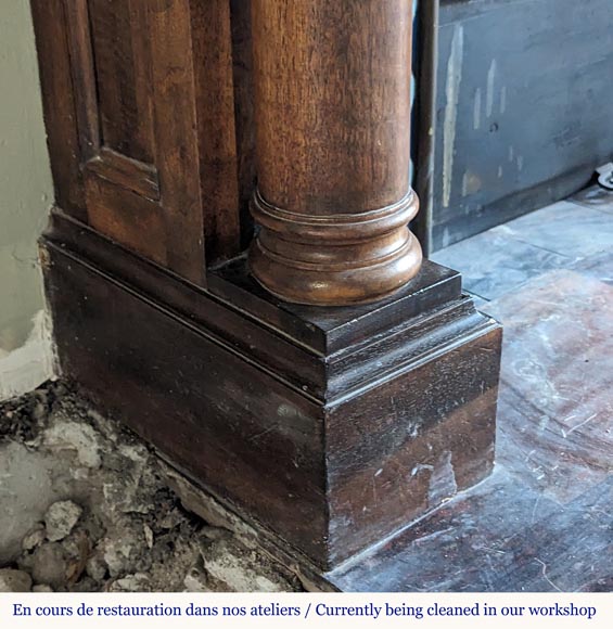 Napoleon III style mantel with carved walnut wood detached columns Napoleon III style mantel with carved walnut wood detached columns-5