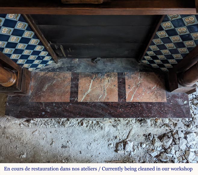 Napoleon III style mantel with carved walnut wood detached columns Napoleon III style mantel with carved walnut wood detached columns-10