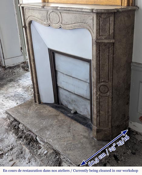 Louis XV style Pompadour mantel carved in Lunel marble Louis XV style Pompadour mantel carved in Lunel marble-5