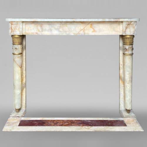 Empire style onyx mantel with detached columns and ormolu capitals