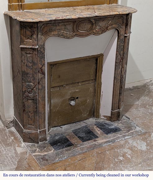 Louis XV style Pompadour mantel in Enjugerais marble Louis XV style Pompadour mantel in Enjugerais marble-2
