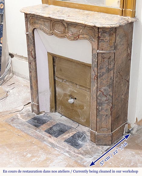 Louis XV style Pompadour mantel in Enjugerais marble Louis XV style Pompadour mantel in Enjugerais marble-5