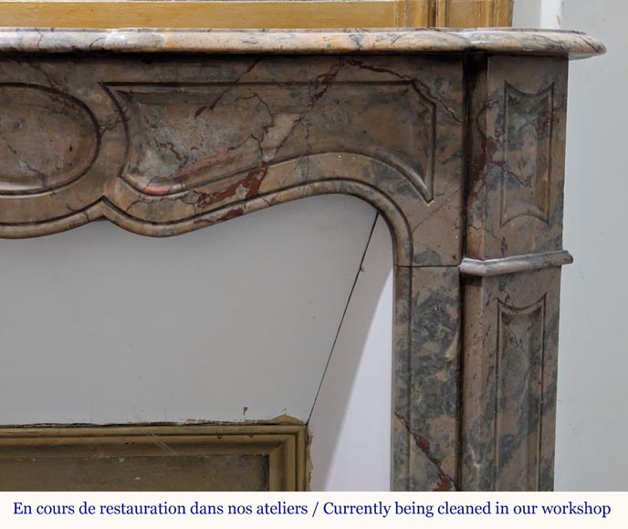 Louis XV style Pompadour mantel in Enjugerais marble Louis XV style Pompadour mantel in Enjugerais marble-6