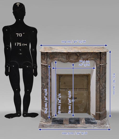 Louis XV style Pompadour mantel in Enjugerais marble Louis XV style Pompadour mantel in Enjugerais marble-10