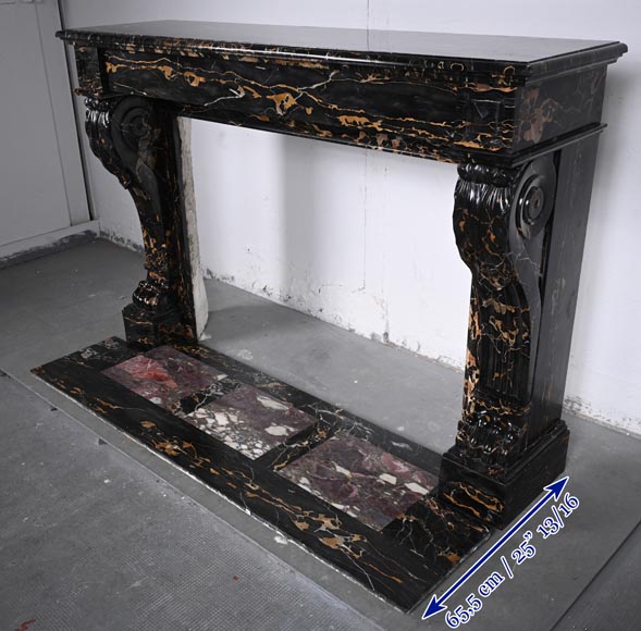 Napoleon III style lion paw mantel carved in Portor marble Napoleon III style lion paw mantel carved in Portor marble-6