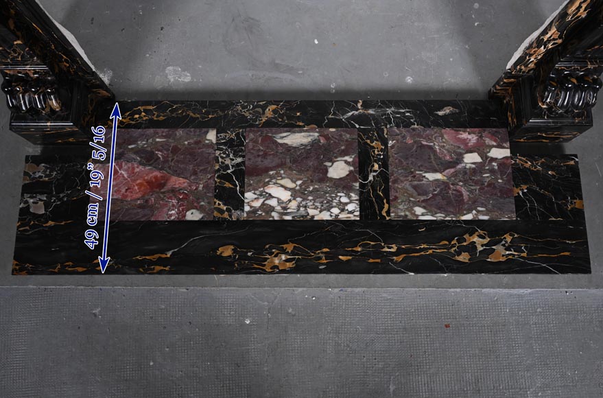 Napoleon III style lion paw mantel carved in Portor marble Napoleon III style lion paw mantel carved in Portor marble-10
