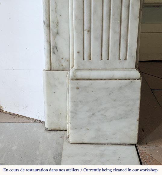 Louis XVI style Carrara marble mantel with curved fluting Louis XVI style Carrara marble mantel with curved fluting-7