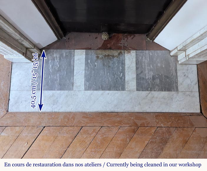 Louis XVI style Carrara marble mantel with curved fluting Louis XVI style Carrara marble mantel with curved fluting-8