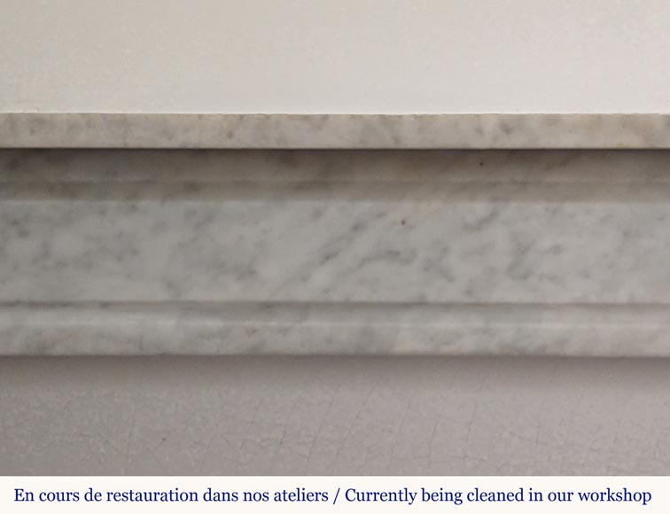 Louis XVI style mantel carved in Carrara marble Louis XVI style mantel carved in Carrara marble-1