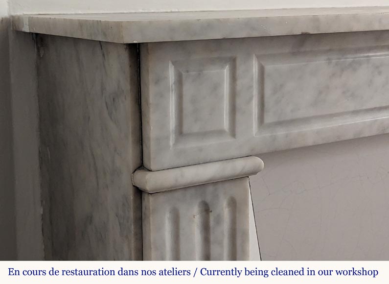 Louis XVI style mantel carved in Carrara marble Louis XVI style mantel carved in Carrara marble-3