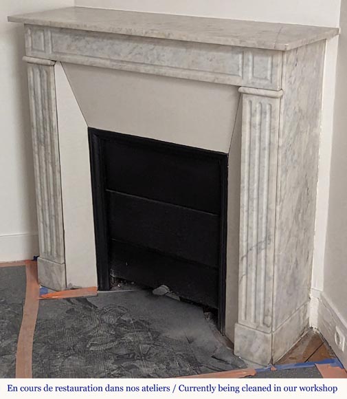 Louis XVI style mantel carved in Carrara marble Louis XVI style mantel carved in Carrara marble-5