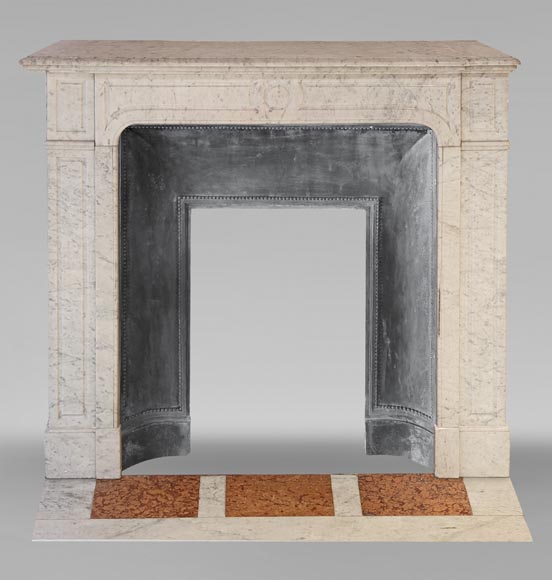 Louis XV style Pompadour mantel in Carrara marble Louis XV style Pompadour mantel in Carrara marble-0