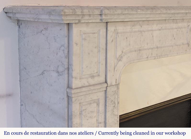 Louis XV style Pompadour mantel in Carrara marble Louis XV style Pompadour mantel in Carrara marble-3