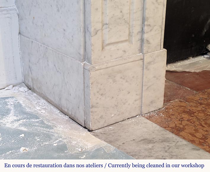 Louis XV style Pompadour mantel in Carrara marble Louis XV style Pompadour mantel in Carrara marble-4