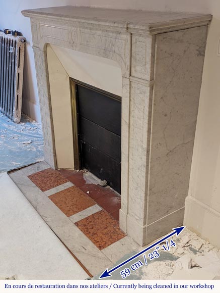 Louis XV style Pompadour mantel in Carrara marble Louis XV style Pompadour mantel in Carrara marble-5