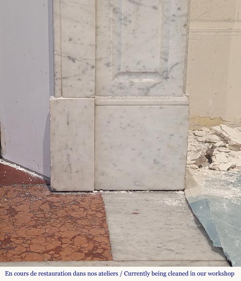 Louis XV style Pompadour mantel in Carrara marble Louis XV style Pompadour mantel in Carrara marble-7