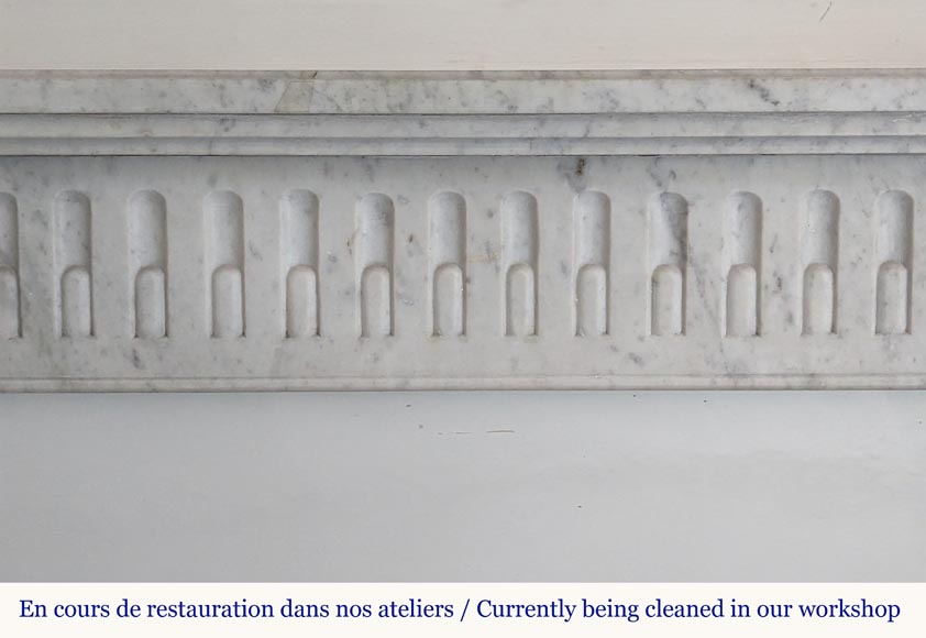 Louis XVI style Carrara marble mantel with curved flutes Louis XVI style Carrara marble mantel with curved flutes-1
