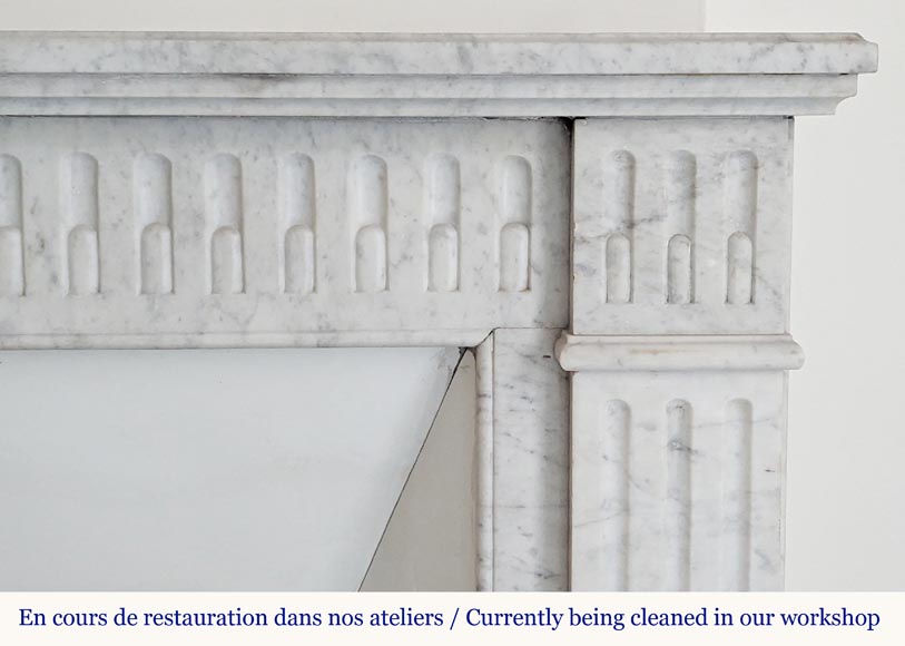 Louis XVI style Carrara marble mantel with curved flutes Louis XVI style Carrara marble mantel with curved flutes-6