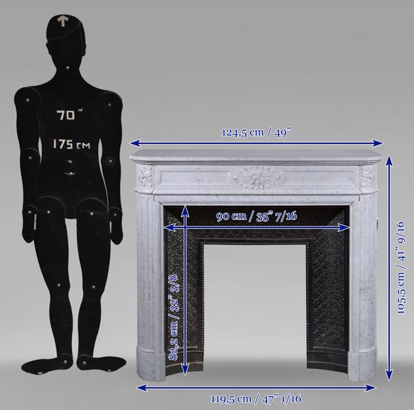 Louis XVI style Carrara marble mantel with rounded corners Louis XVI style Carrara marble mantel with rounded corners-11