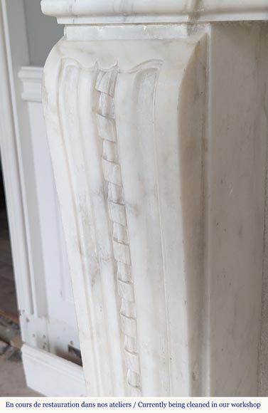 Louis XVI period mantel with pearls and carved ribbon Louis XVI period mantel with pearls and carved ribbon-5