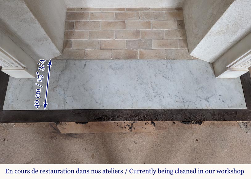 Louis XVI period mantel with pearls and carved ribbon Louis XVI period mantel with pearls and carved ribbon-11