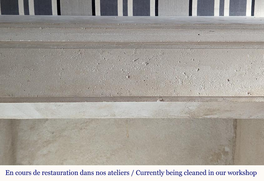 Louis XVI style stone mantel with diamond carved heads Louis XVI style stone mantel with diamond carved heads-1