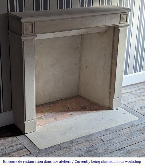 Louis XVI style stone mantel with diamond carved heads Louis XVI style stone mantel with diamond carved heads-2