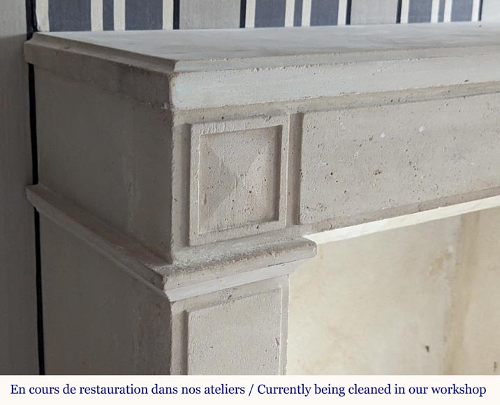 Louis XVI style stone mantel with diamond carved heads Louis XVI style stone mantel with diamond carved heads-3