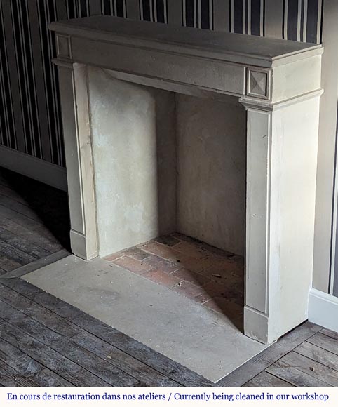 Louis XVI style stone mantel with diamond carved heads Louis XVI style stone mantel with diamond carved heads-5