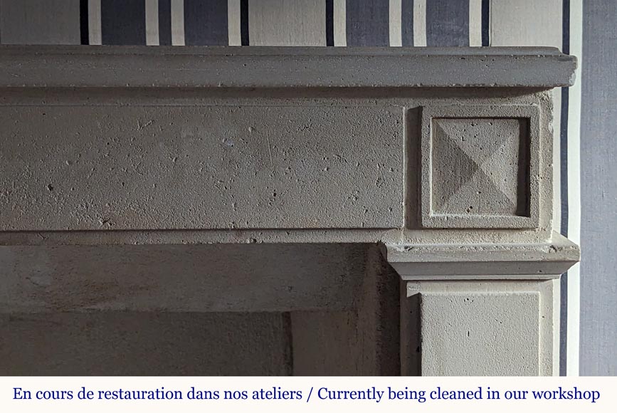 Louis XVI style stone mantel with diamond carved heads Louis XVI style stone mantel with diamond carved heads-6