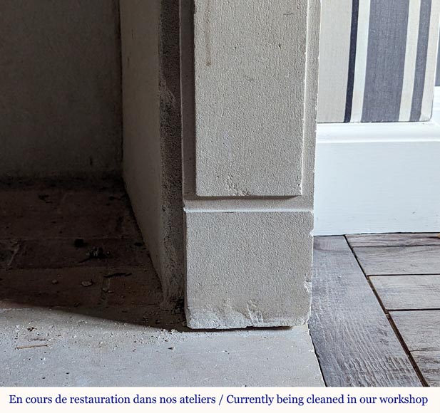 Louis XVI style stone mantel with diamond carved heads Louis XVI style stone mantel with diamond carved heads-7