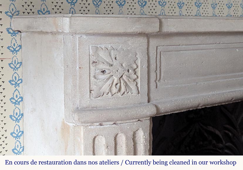 Slightly curved Louis XVI style mantel carved in stone Slightly curved Louis XVI style mantel carved in stone-3