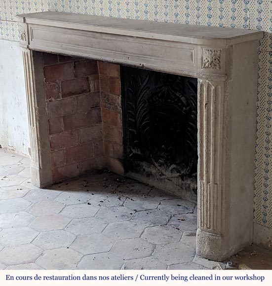 Slightly curved Louis XVI style mantel carved in stone Slightly curved Louis XVI style mantel carved in stone-5
