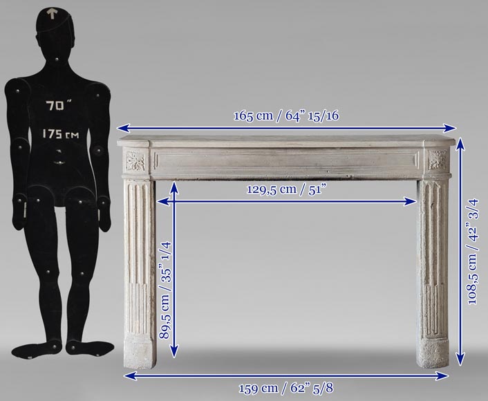 Slightly curved Louis XVI style mantel carved in stone Slightly curved Louis XVI style mantel carved in stone-9