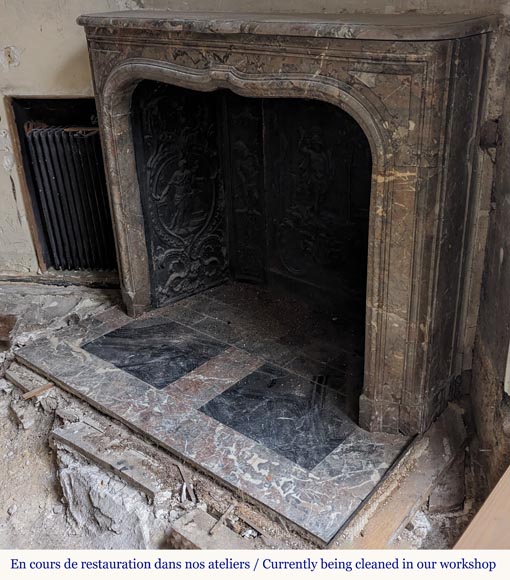 Small Regence period mantel in Sarrancolin Ilhet marble Small Regence period mantel in Sarrancolin Ilhet marble-5