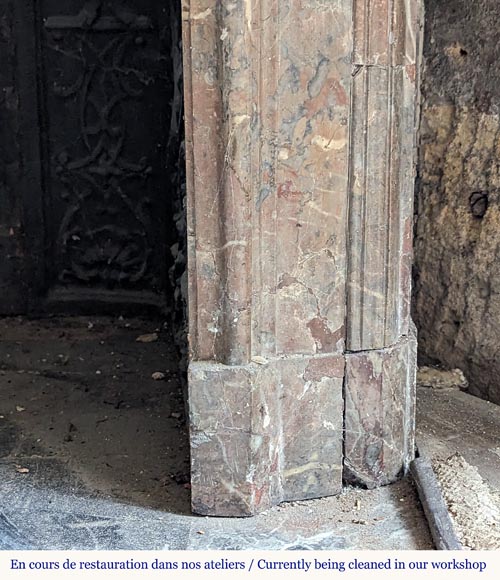 Small Regence period mantel in Sarrancolin Ilhet marble Small Regence period mantel in Sarrancolin Ilhet marble-7